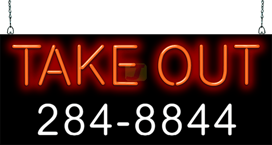 Take Out Neon Sign with Phone Number