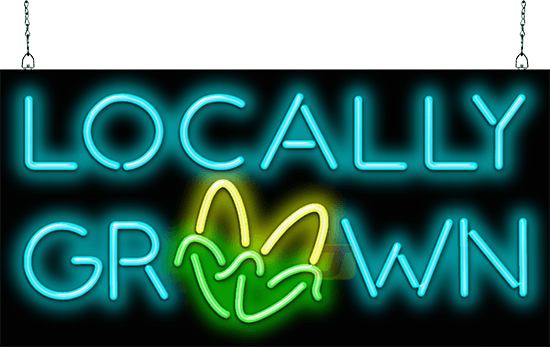 Locally Grown with Corn Graphic Neon Sign