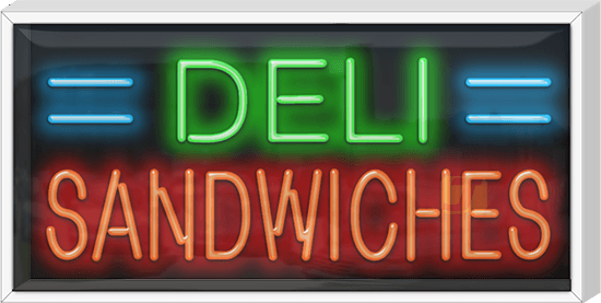 Outdoor Deli Sandwiches Neon Sign