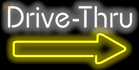 Drive-Thru w/Right Arrow Neon Sign | FG-35-58-R | Jantec Neon