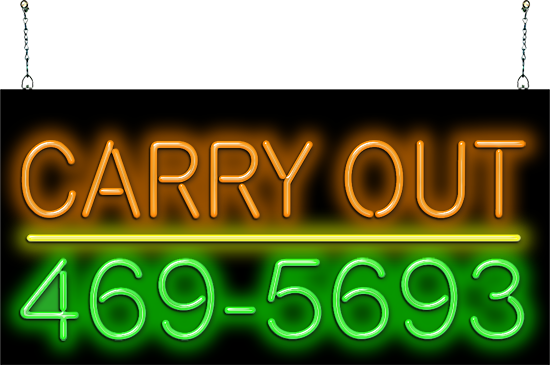 Carry Out with Phone Number Neon Sign