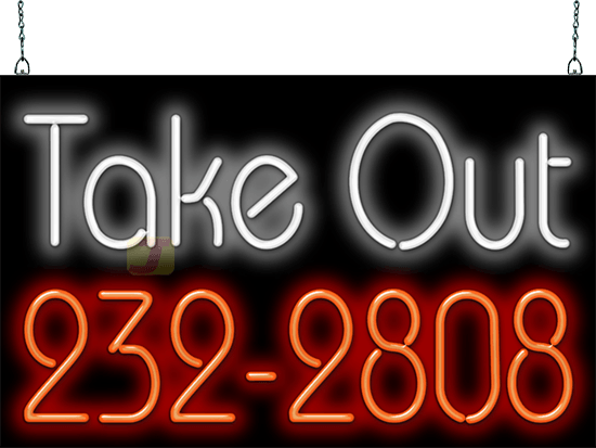 Take Out with your Phone Number Neon Sign