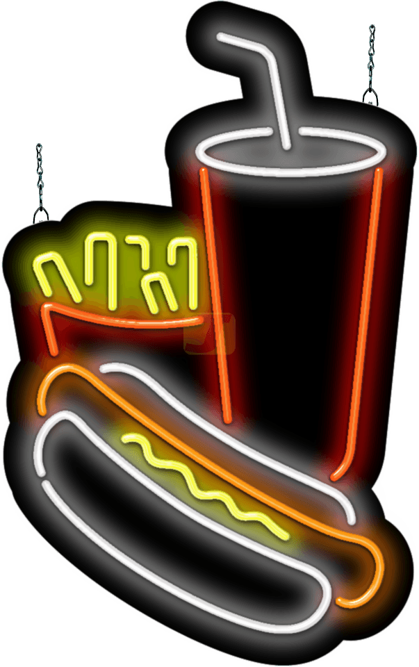 Hotdog, Fries, & Drink Neon Sign
