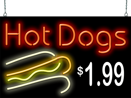 Hot Dogs with Price Panel Neon Sign