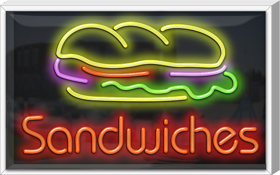 Outdoor Sandwiches Neon Sign