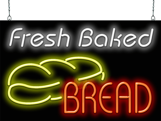 Fresh Baked Bread with Bread Neon Sign