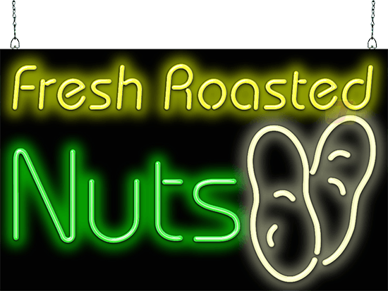 Nuts with Fresh Roasted Neon Sign