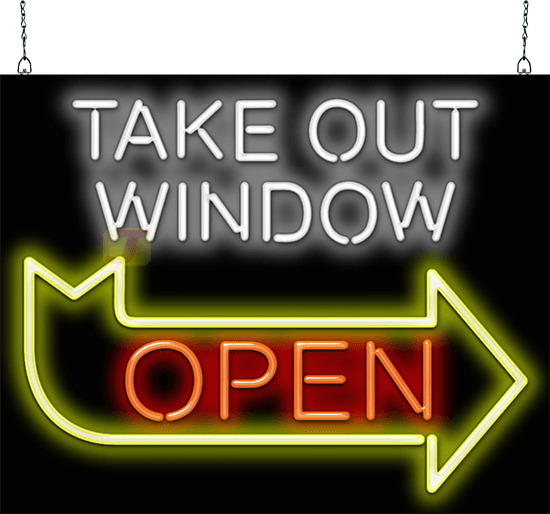 Take Out Window Open Neon Sign