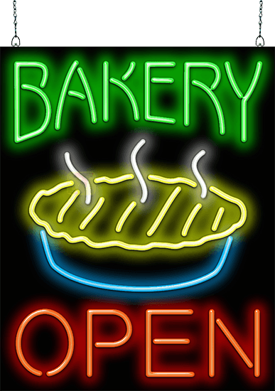 Bakery Open with Pie Neon Sign