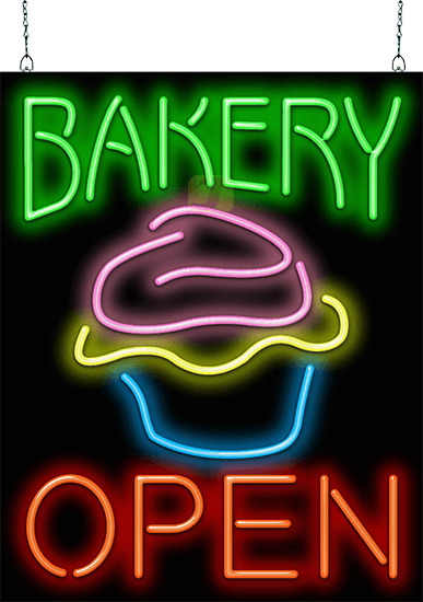 Bakery Open with Cupcake Neon Sign