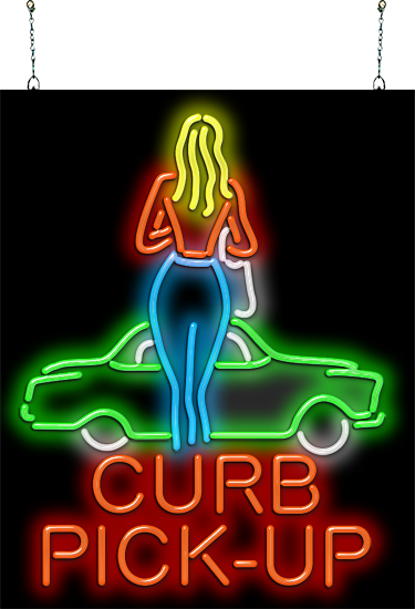 Curb Pick-Up with Graphic Neon Sign