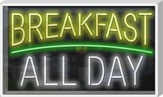 Outdoor Breakfast All Day Neon Sign