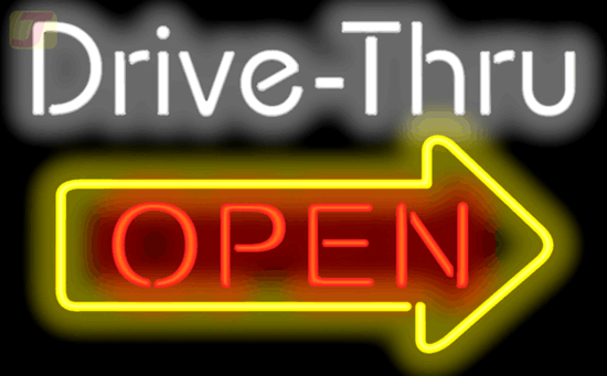 neon drive in sign