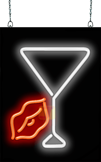 Martini Glass and Lips Neon Sign