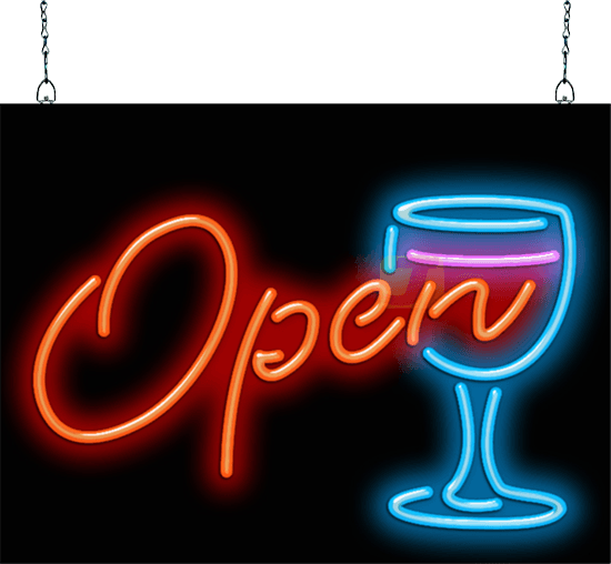 Wine Glass Open Neon Sign