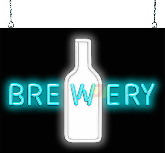 Brewery with Bottle Graphic Neon Sign