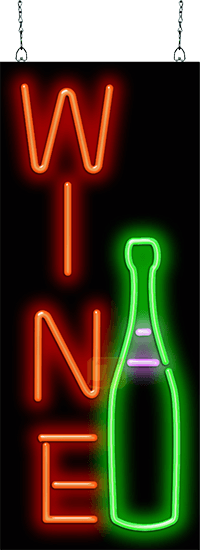 Wine with Wine Bottle Neon Sign