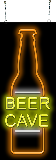 Beer Cave with Bottle Neon Sign