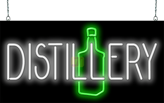 Distillery with Bottle Neon Sign