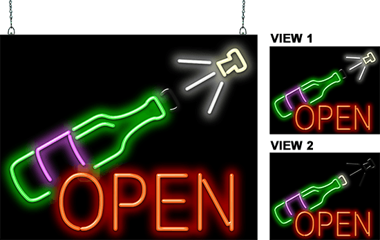 Wine Bottle Neon Sign with Animation Option