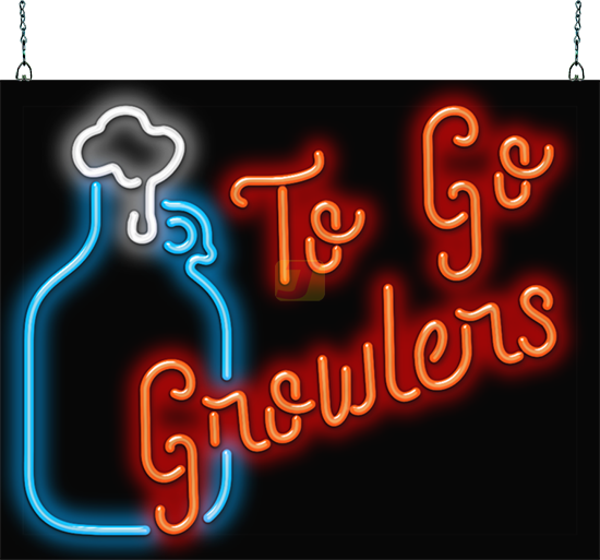 To Go Growlers with Graphic Neon Sign