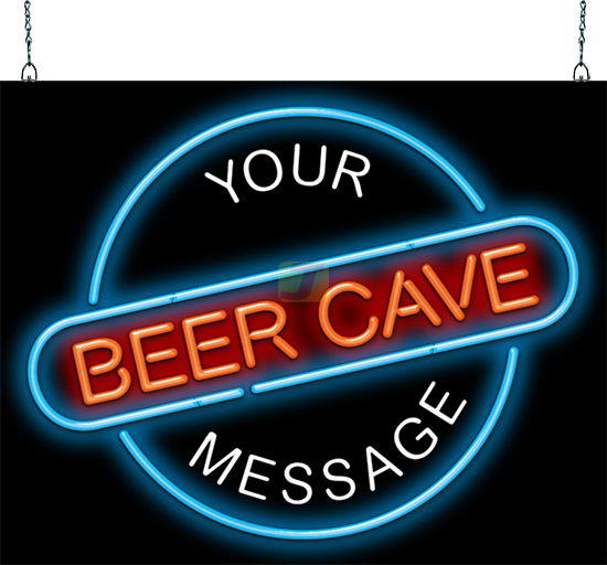 Beer Cave with Custom Message Neon Sign