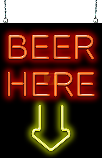 Beer Here with Down Arrow Neon Sign | FLM-25-31 | Jantec Neon