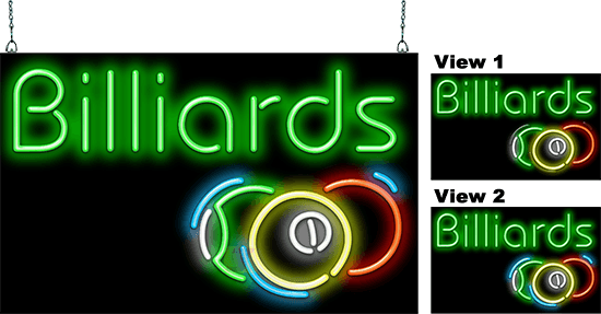 Billiards Neon Sign with Animated Accent Lines | FM-40-15-A | Jantec Neon
