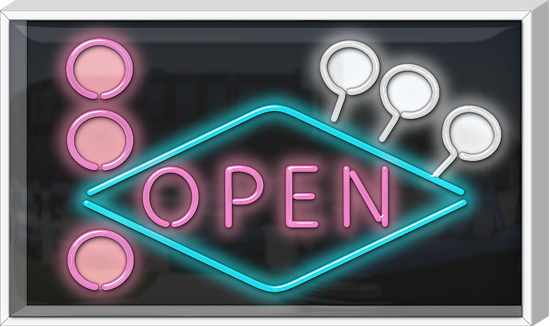 Outdoor 50's Style Open Neon Sign