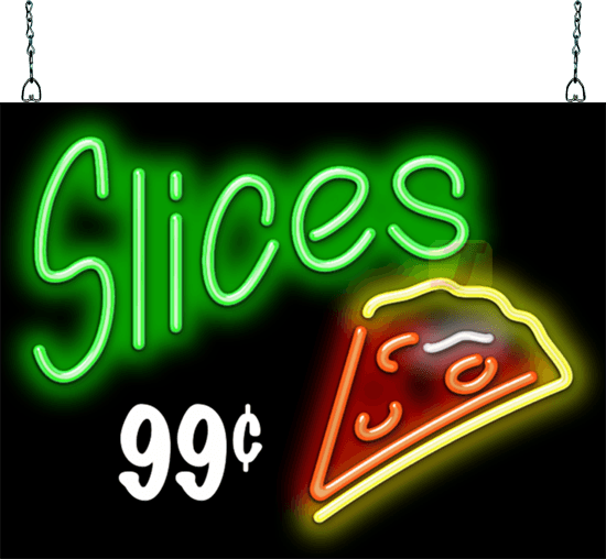 Slices with Price Panel Neon Sign