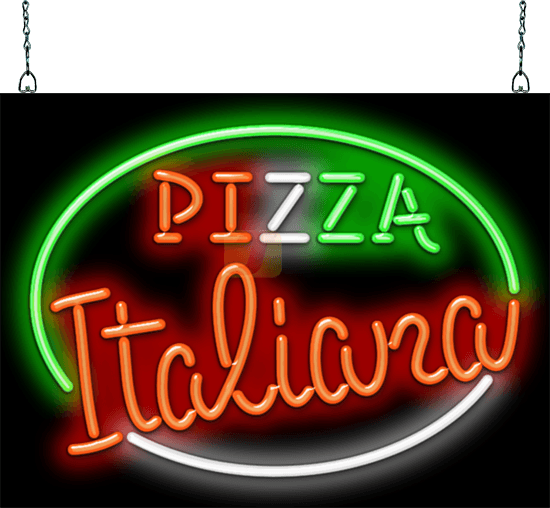 Pizza Italiana with Circular Border Neon Sign