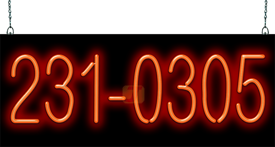 7 Digit Phone Number Neon Sign