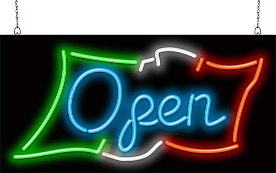 Open with Flag Neon Sign