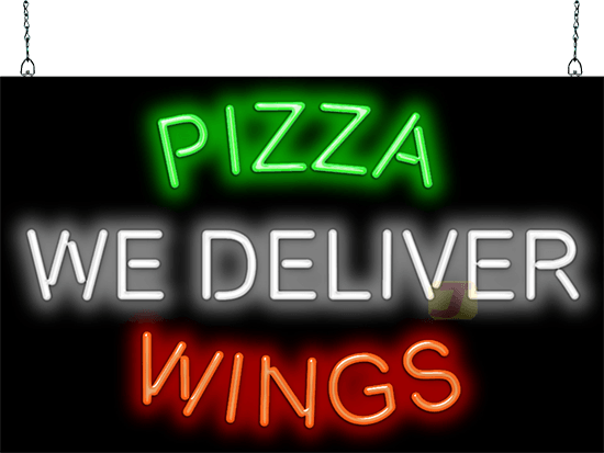 Pizza Wings We Deliver Neon Sign