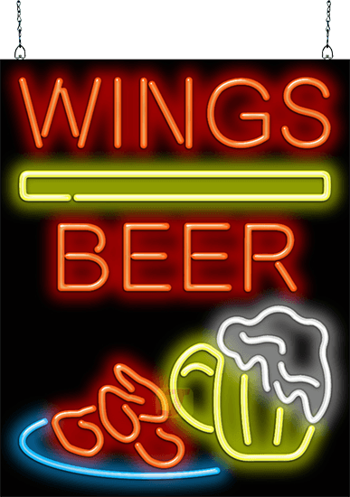 Wings Beer Neon Sign