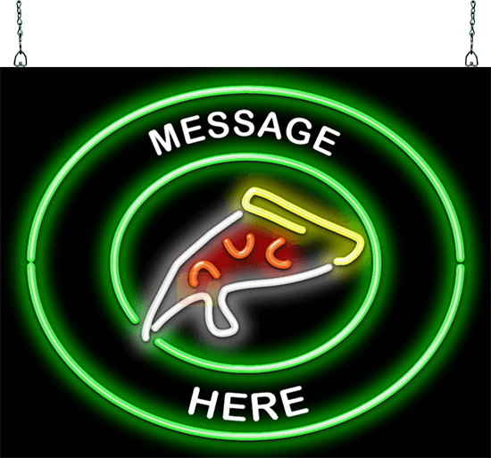 Custom Message Pizza Circular Neon Sign