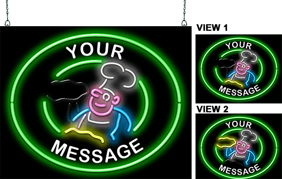 Custom Message Pizza Man Animated Neon Sign
