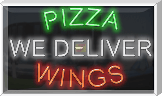Outdoor XL Pizza Wings We Deliver Neon Sign