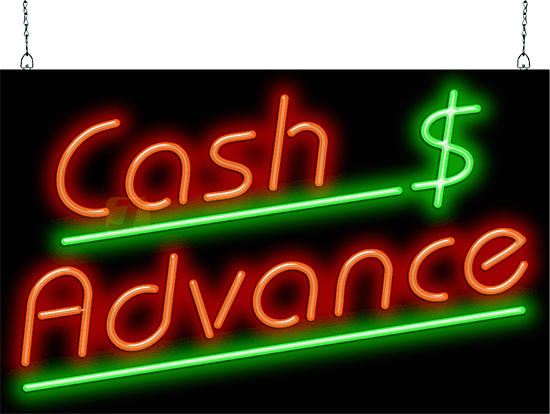 Cash Advance Neon Sign with $