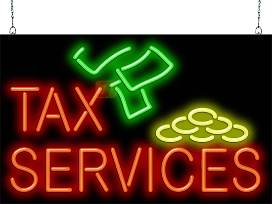 Tax Services with Graphics Neon Sign