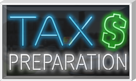 Outdoor Tax Preparation Neon Sign