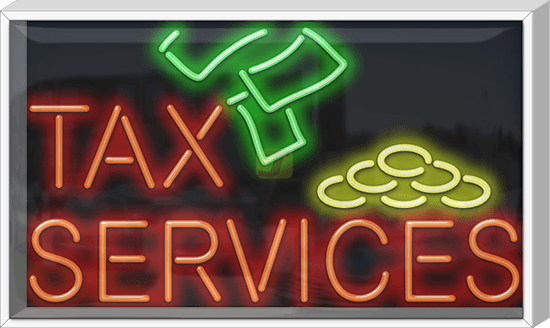 Outdoor XL Tax Services Neon Sign