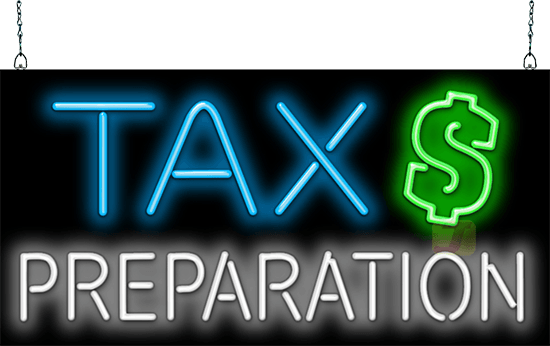 Tax Preparation Neon Sign