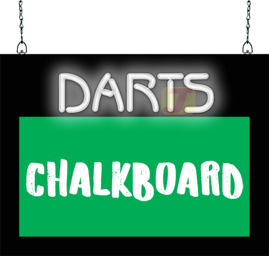 Darts with Chalkboard Neon Sign