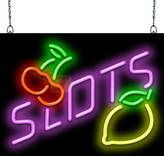 Slots with Graphics Neon Sign