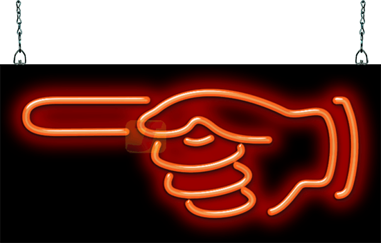 Left Pointing Hand Neon Sign
