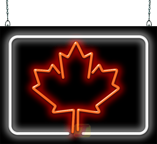 Maple Leaf with Border Neon Sign