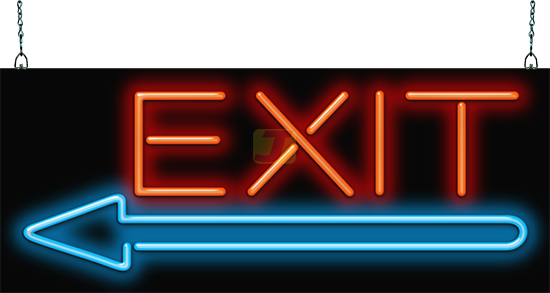 Exit with Left Arrow Neon Sign