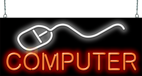 Computer with Mouse Neon Sign