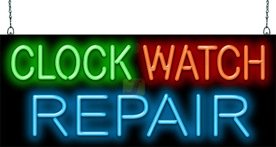 Clock Watch Repair Neon Sign